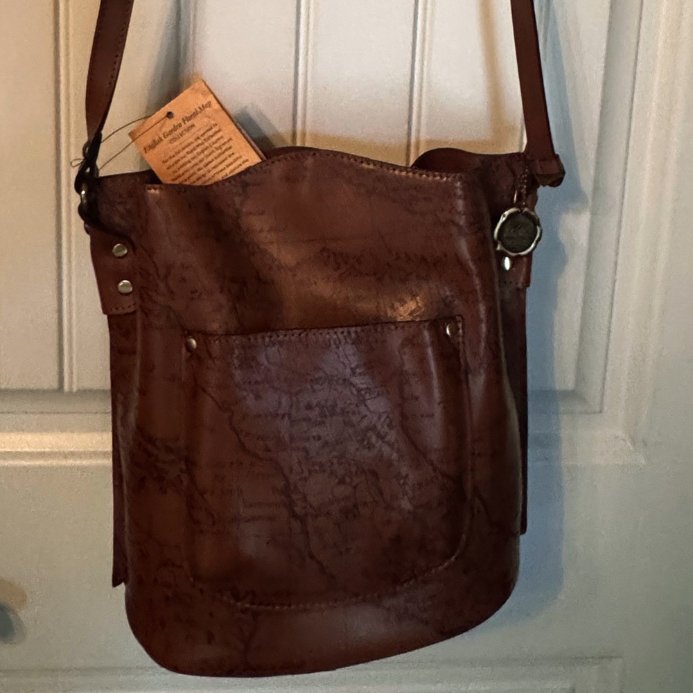Patricia Nash Brown Leather Shoulder Bag with Adjustable Strap